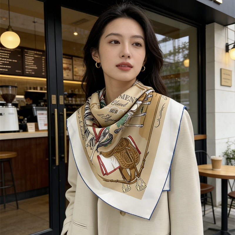 Luxury Bags Hong Kong - Jedwabna apaszka 90 cm, luksusowe kwadratowe